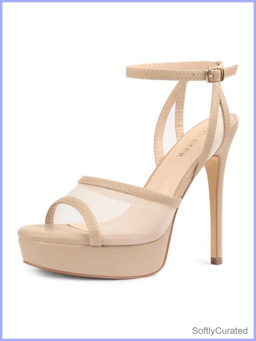 Mesh Platform Stiletto Open Toe Ankle Strap Dress Sandals